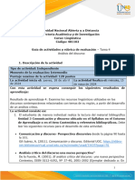 Guia de Actividades y Rúbrica de Evaluación - Unidad 3 - Tarea 4 - Analisis Del Discurso