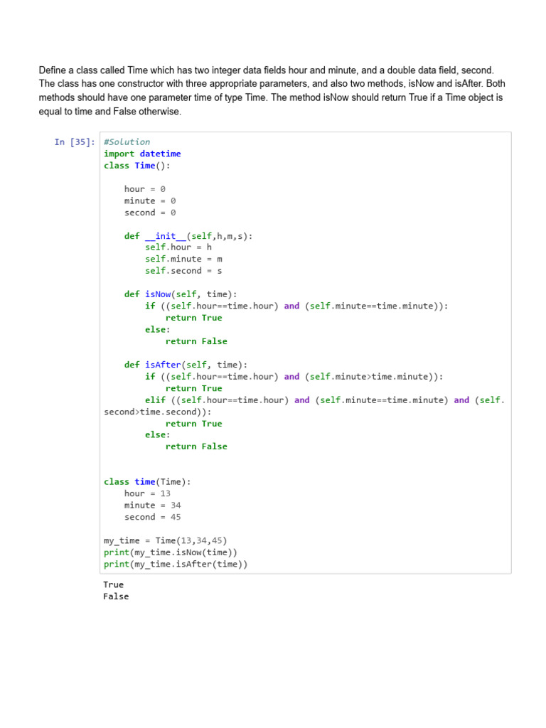Time Class Example | PDF