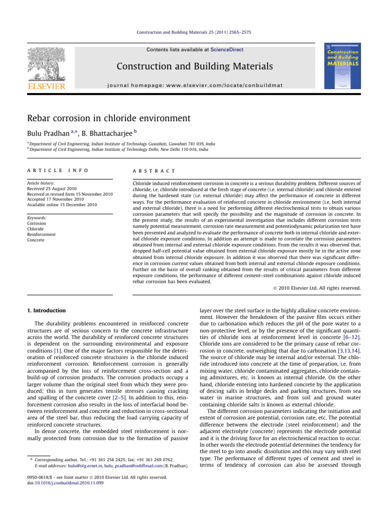 Rebar Corrosion in Chloride Environments | PDF | Reinforced Concrete ...