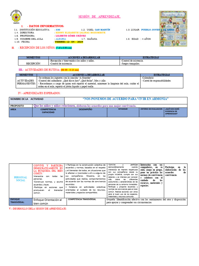 12 Viernes Nuestros Acuerdos Del Aula Pdf Salón De Clases