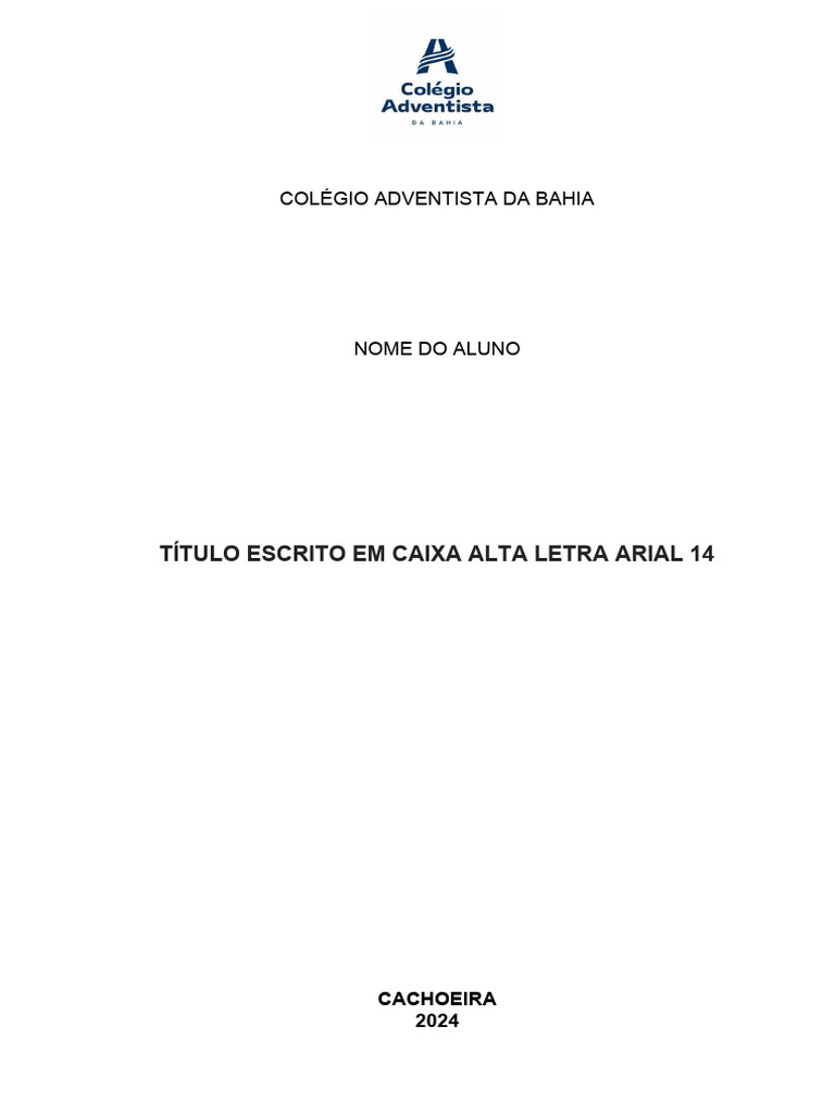 Modelo De Trabalho Escrito Geral Pdf Citação Caixa Alta E Caixa Baixa