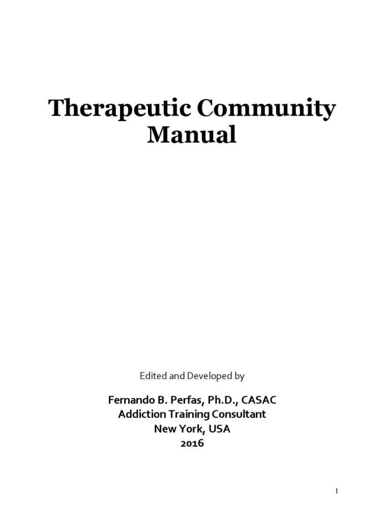 Therapeutic Community Manual | PDF | Mental Disorder | Substance Abuse