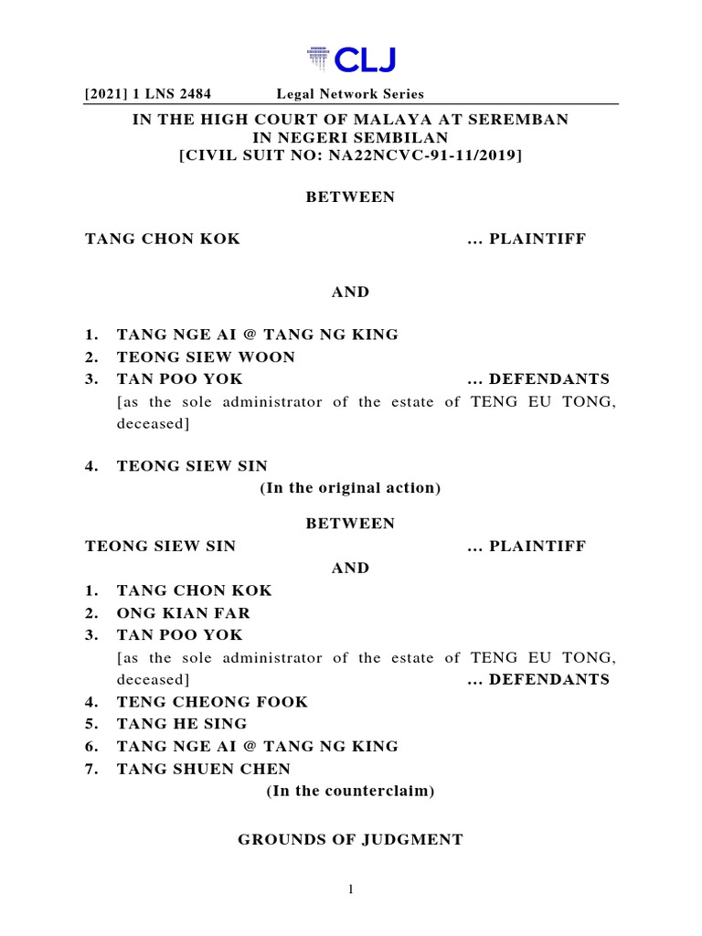 Tang Chon Kok (2021) 1LNS 2428 | PDF | Burden Of Proof (Law) | Public Law