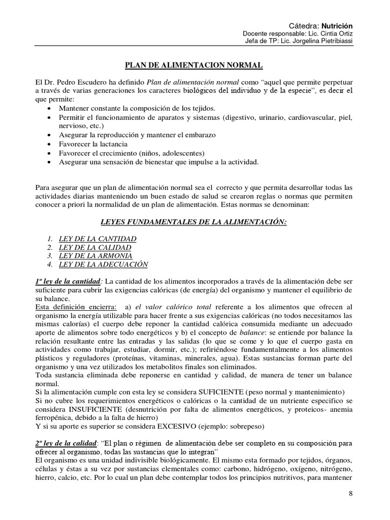 Leyes Fundamentales de la Alimentación | PDF | Nutrición | Dieta y ...