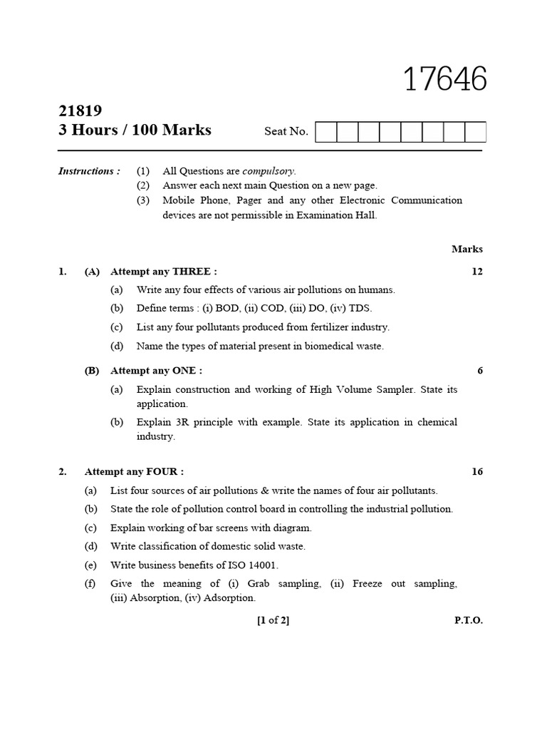 2019 Summer Question Paper Msbte Study Resources PDF Waste 