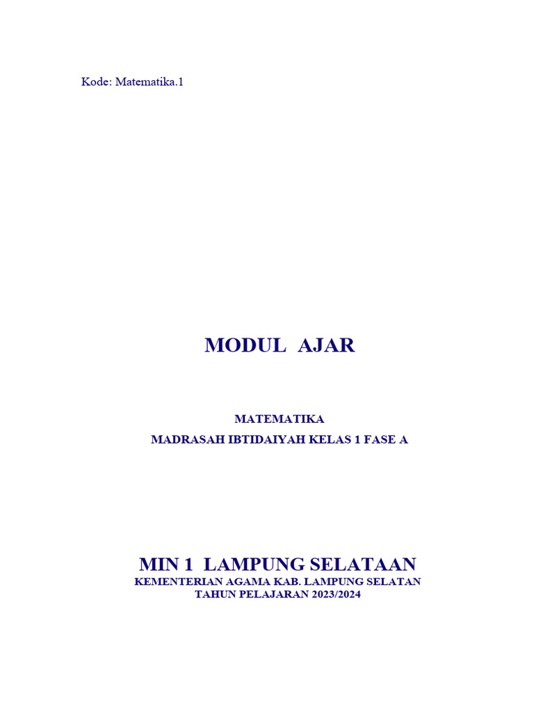 Modul Ajar Matematika 1 Fix | PDF