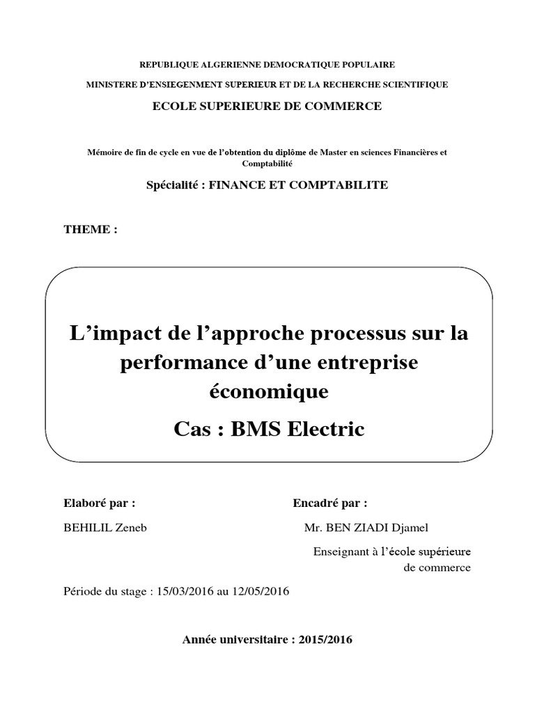 Impact de l'approche processus sur la performance | PDF | Business ...