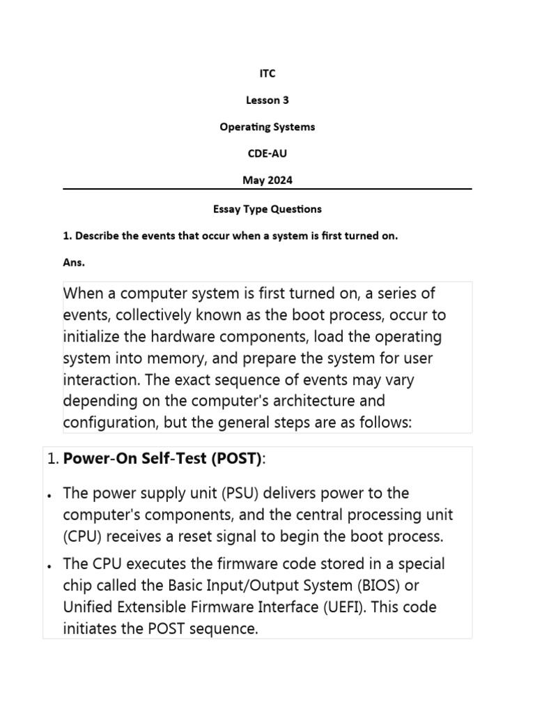 Boot Process of Computer Systems | PDF | Booting | Bios