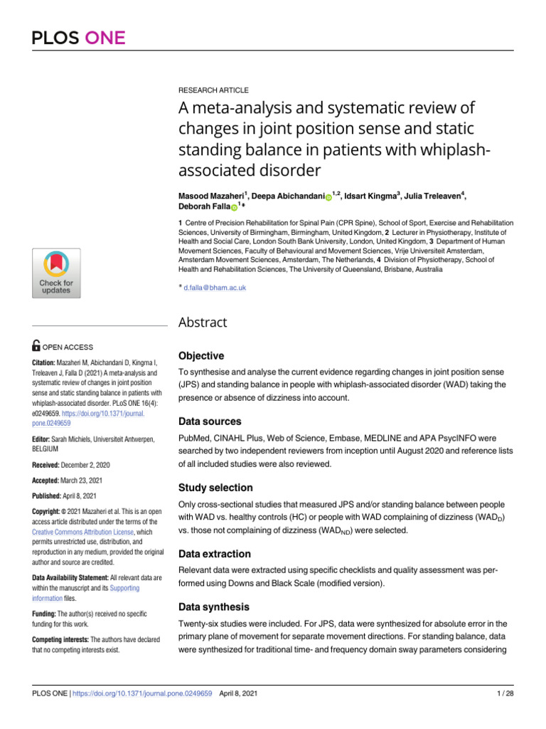 Standing Balance | PDF | Effect Size | Systematic Review