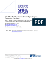 Spinal Anesthesia For Geriatric Lumbar Spine Surgery