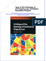 Ebook A Critique of The Ontology of Intellectual Property Law 1St Edition Alexander Peukert Online PDF All Chapter