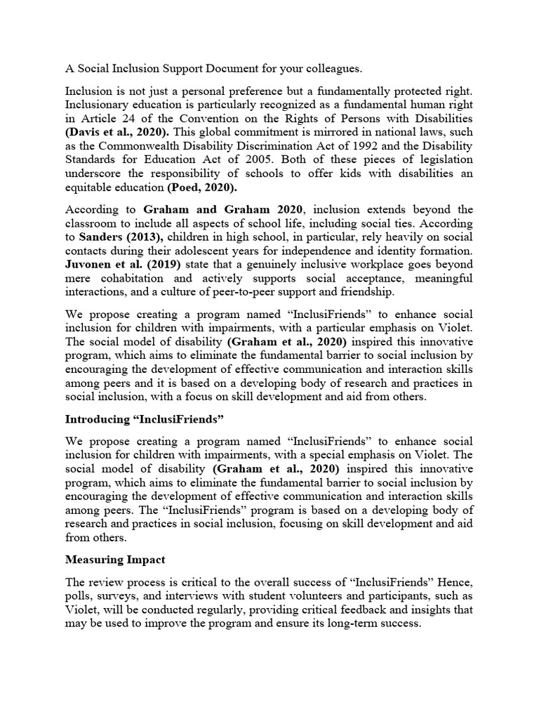 InclusiFriends: Enhancing Social Inclusion | PDF | Disability | Social ...