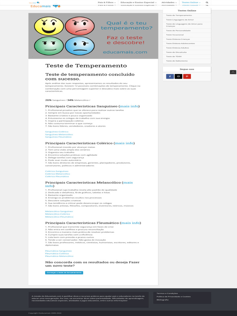 Teste de Temperamento | PDF