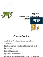 CSC121 - Topic 4 (ALGORITHM DESIGN FOR SELECTION CONTROL STRUCTURE)