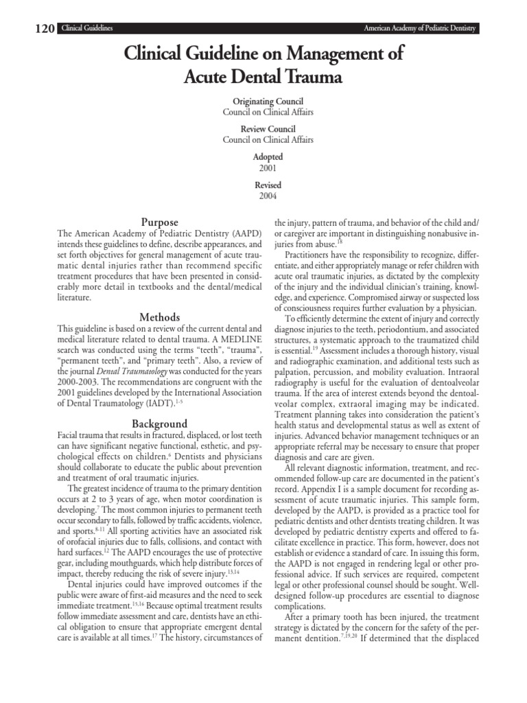 Management of Acute Dental Trauma | PDF | Human Tooth | Periodontology