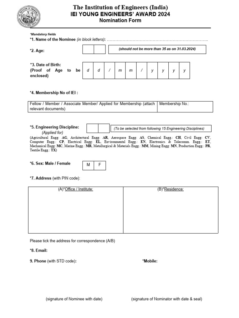 Yea Form 24 25 PDF Engineering