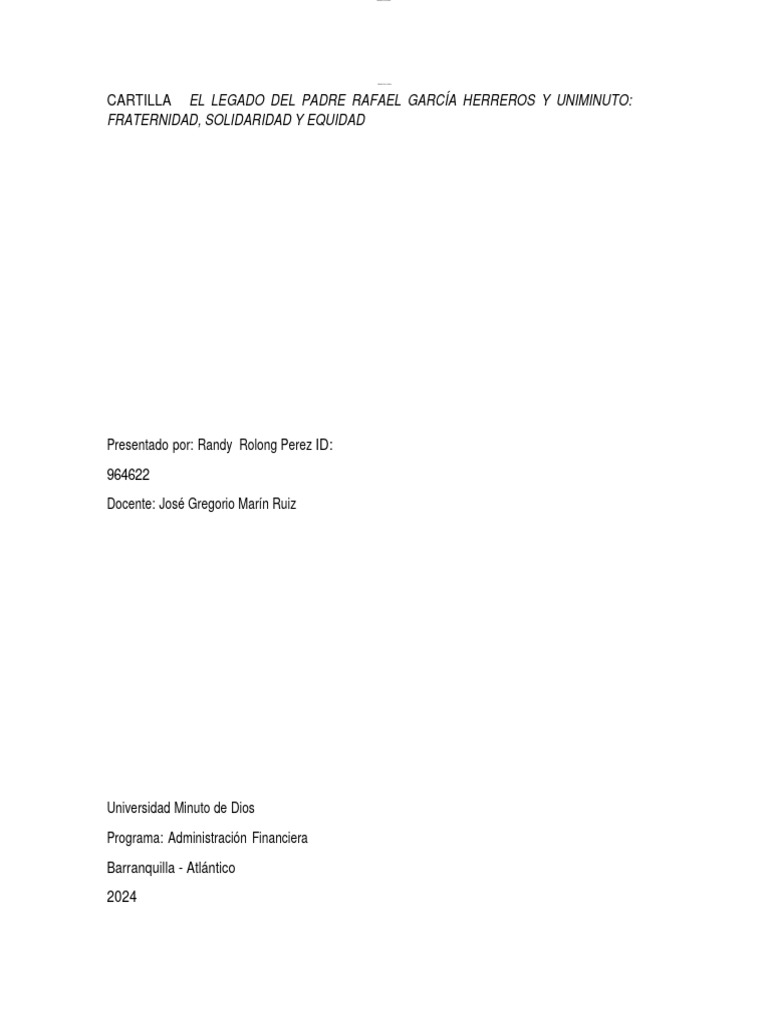 Cartilla El Legado Del Padre Rafael Garcia Herreros y Uniminuto | PDF ...