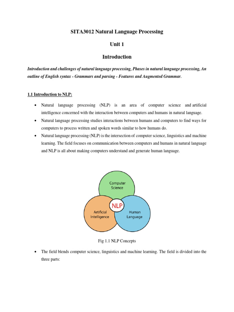 NLP: Understanding Language Processing | PDF | Parsing | Verb