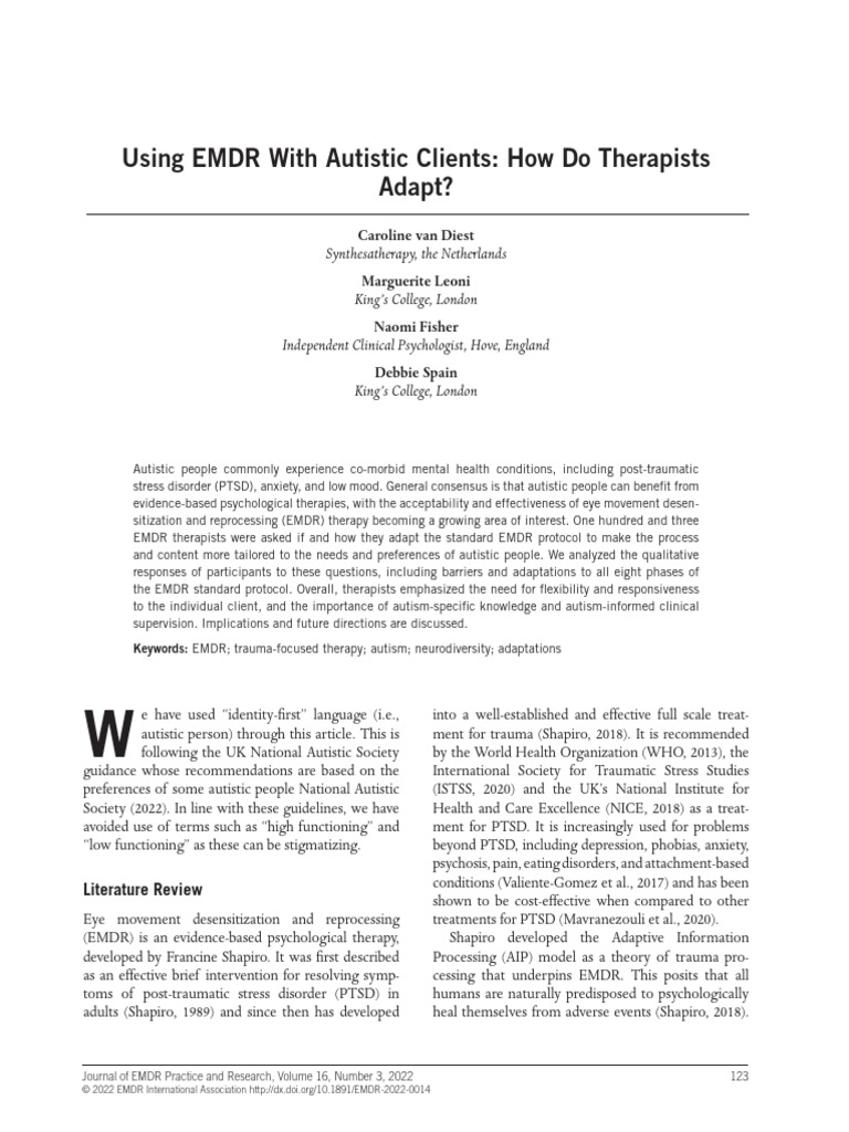 EMDR Therapy Adaptations for Autism | PDF | Psychotherapy | Autism Spectrum