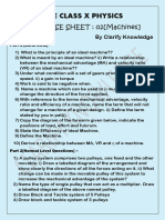 Icse Class X Physics Practise Sheet 3 Machines