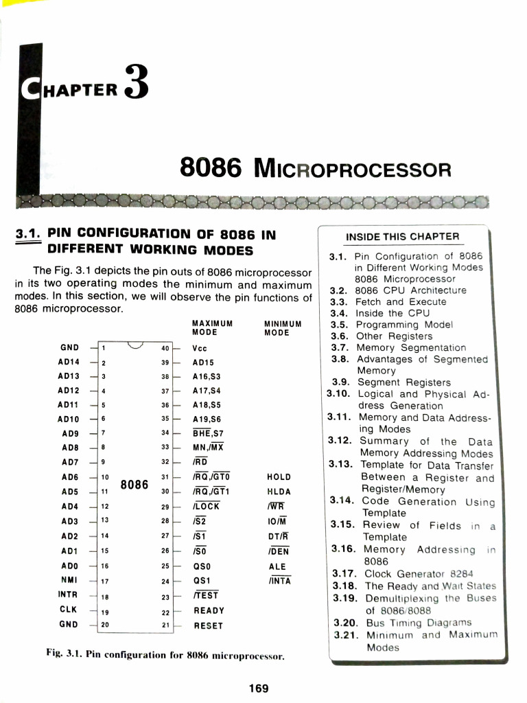 8086 Architecture and Pin Diagram | PDF