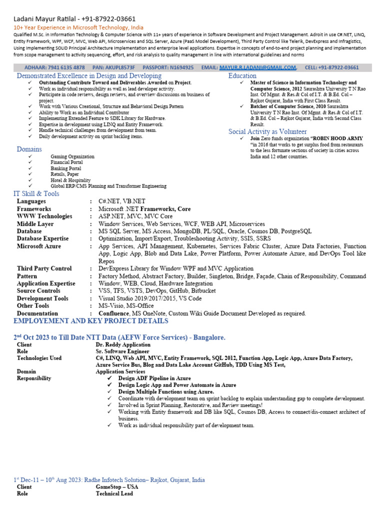 Software Development Expert Profile | PDF | Web Application | Entity ...