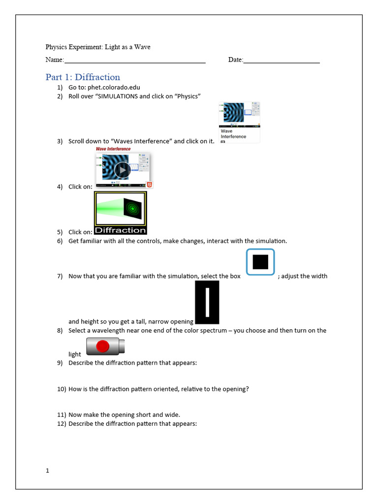 Light Wave Behavior in Simulations | PDF | Diffraction | Wavelength
