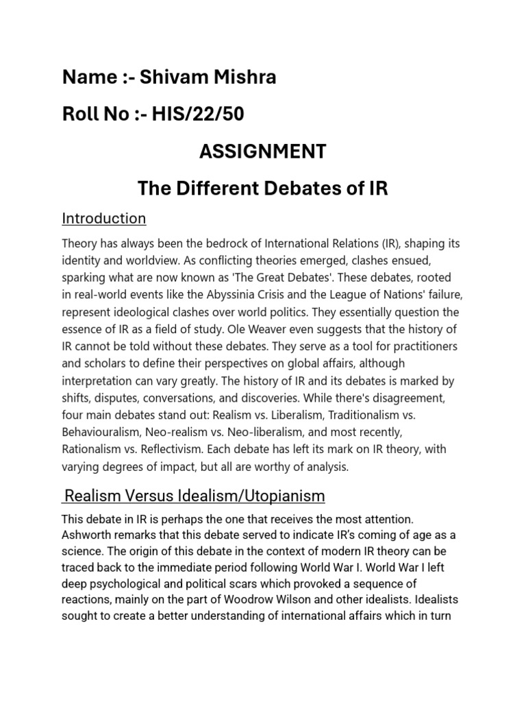 Ge Assignment International Relations Pdf Positivism Political