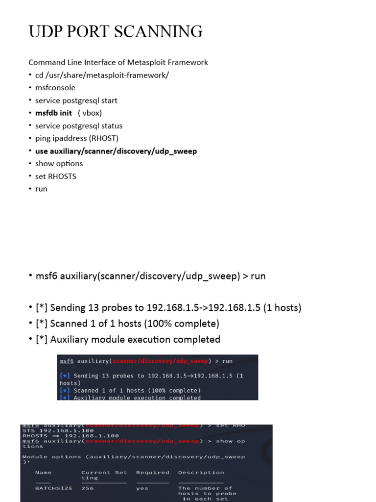 UDP Port Scanning with Metasploit Guide | PDF | File Transfer Protocol ...