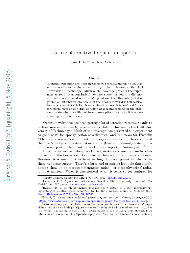 Retrocausality: A New Quantum Perspective | PDF | Academic Discipline ...