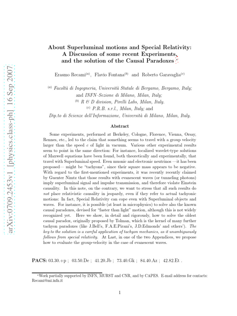 Superluminal Motion and Relativity Explained | PDF | Waves | Special ...