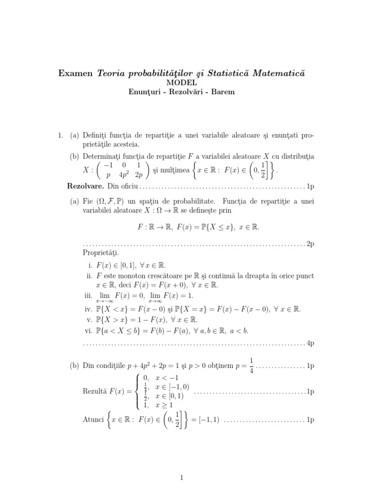 Model Subiecte Examen TPSM Cu Barem | PDF