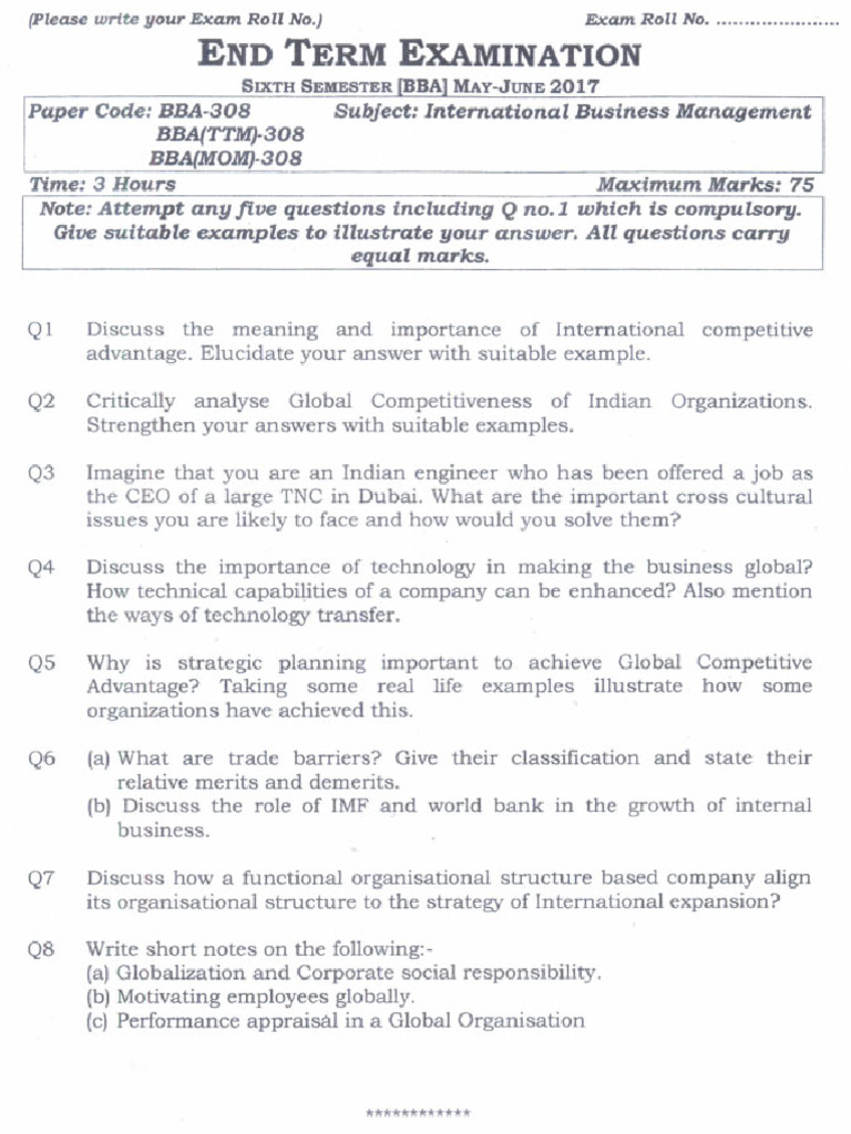International Business Management Exam Guide | PDF
