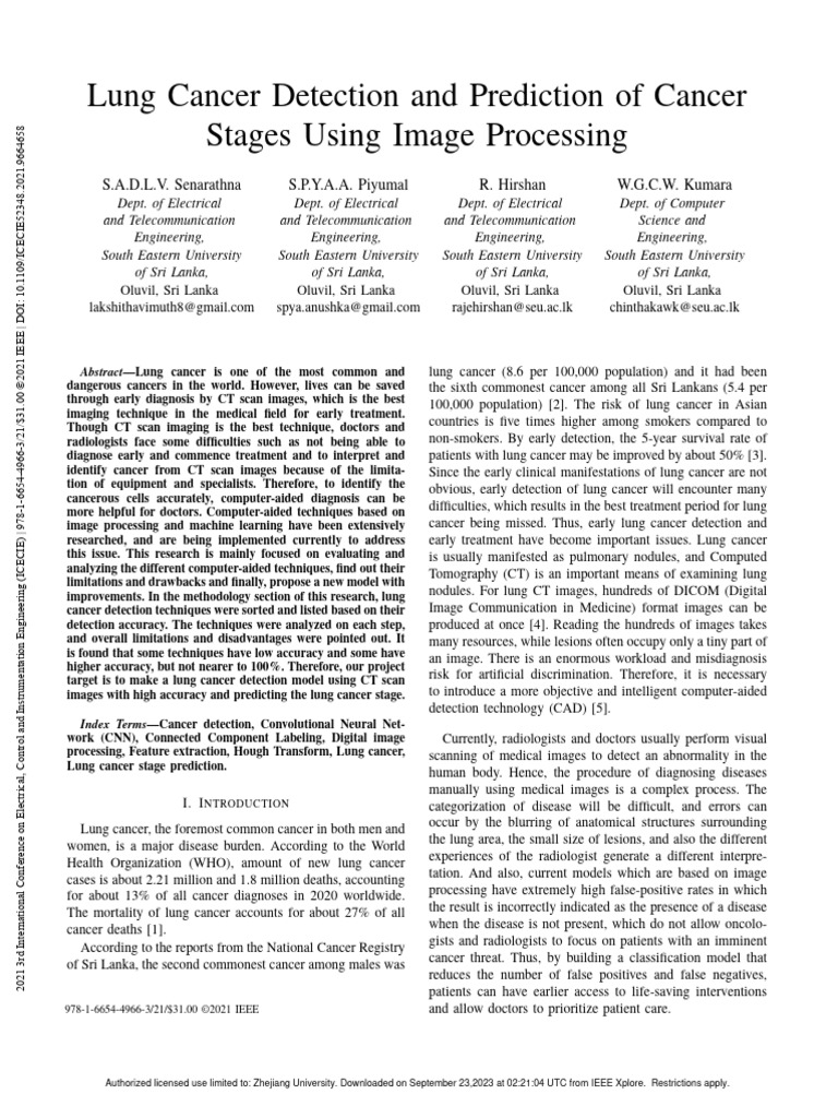 Lung Cancer Detection via Image Processing | PDF | Cancer | Ct Scan
