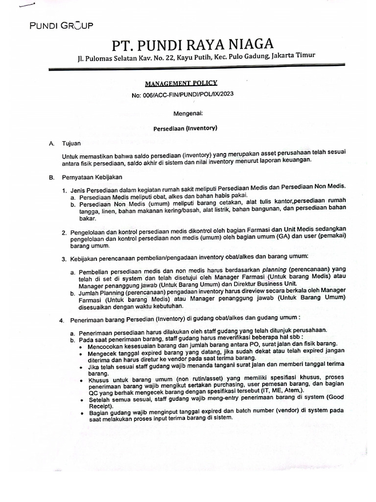 Management Policy - ACC FIN 006 | PDF