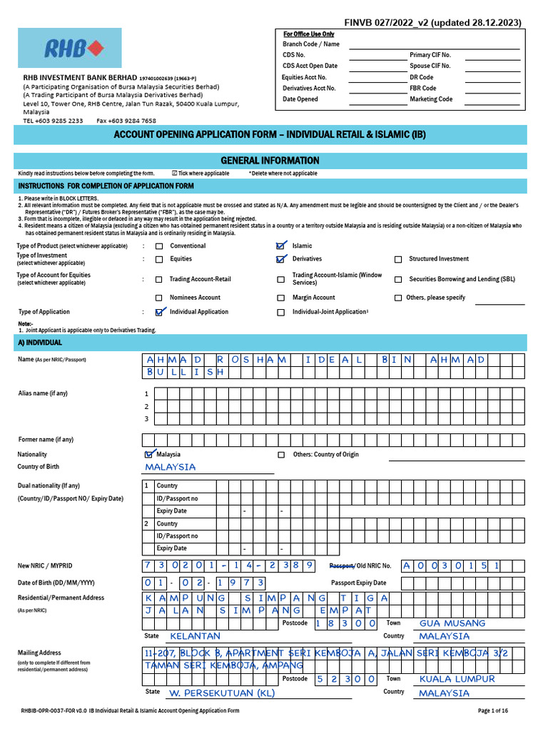 00 SAMPLE FORM F Rujukan Sahaja Tak Perlu Print v6 | PDF | Cheque ...