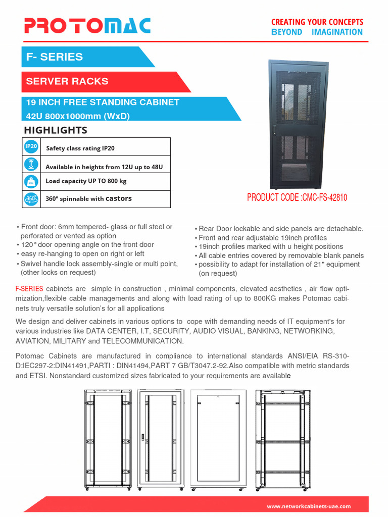 Protomac F-Series Server Rack 42U | PDF | Equipment | Electricity
