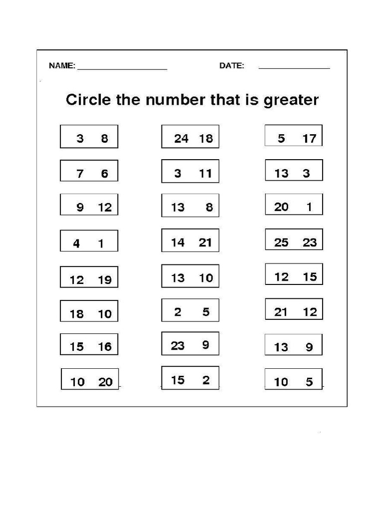 Find Greater Number Kid | PDF