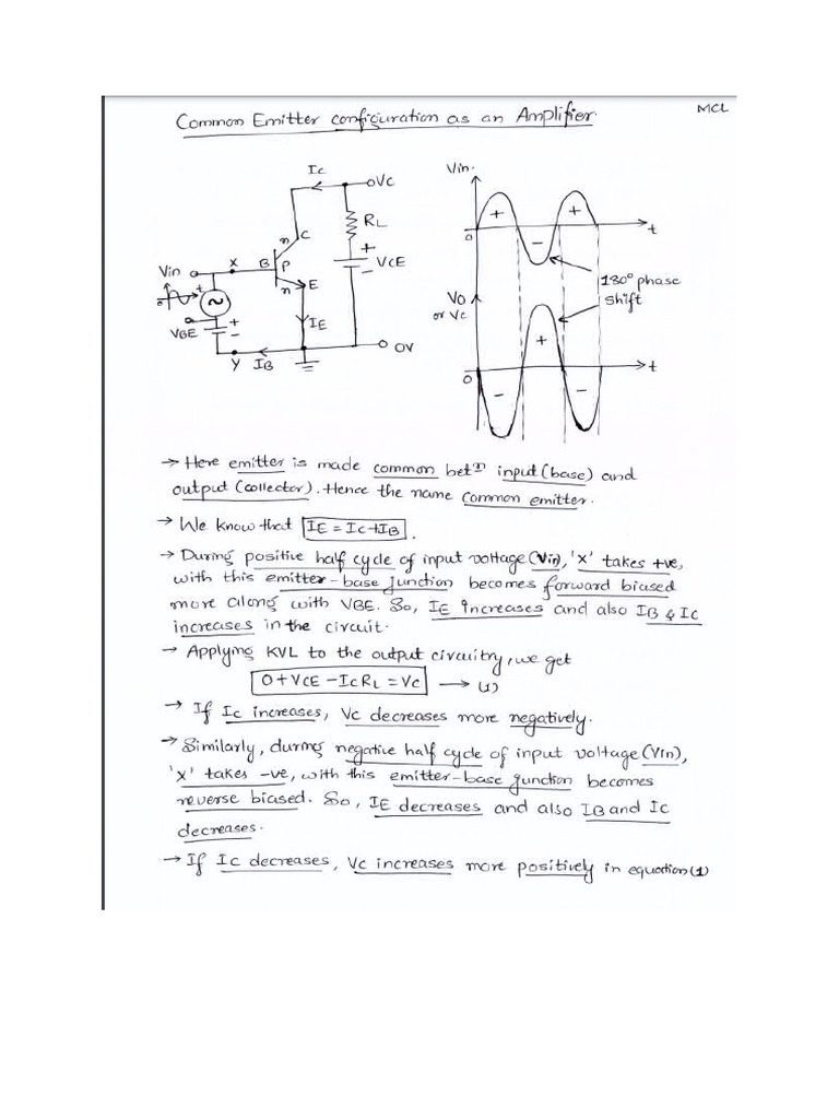 Transistor Amplifier Notes PDF