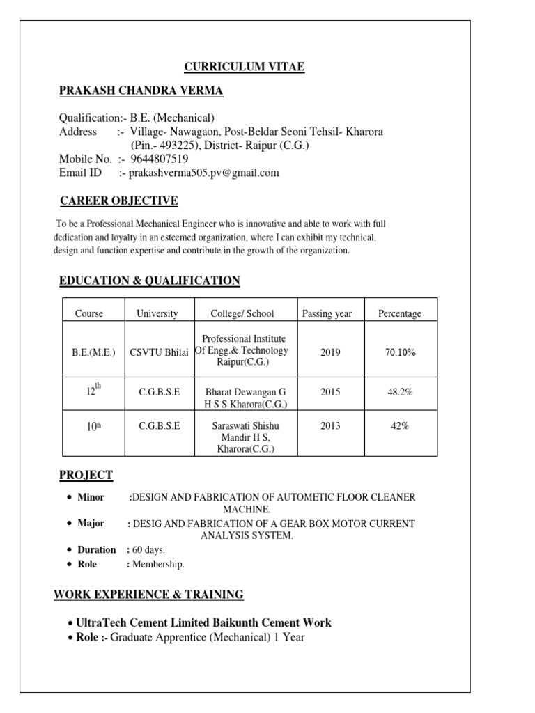 MECHANICAL ENGINEERING CV PDF visual data 8