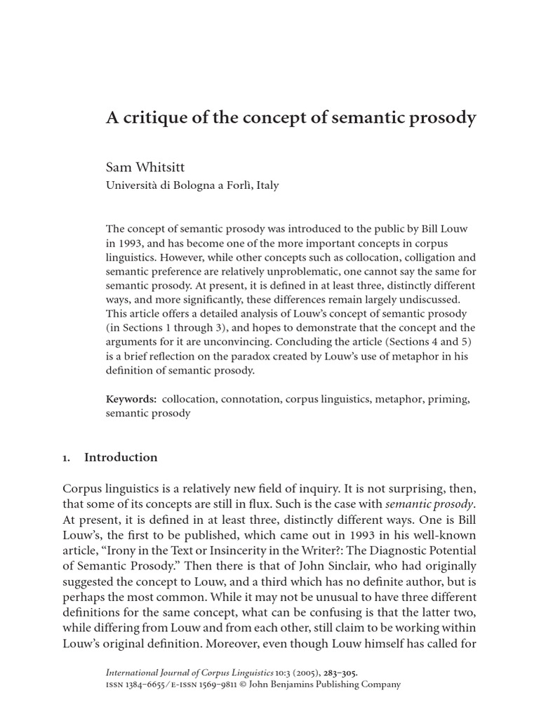 Critique of Semantic Prosody Concept | PDF | Semantics | Word