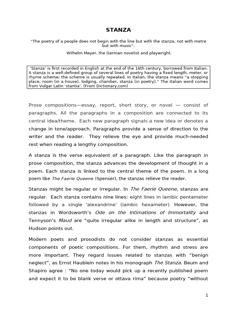 Understanding Stanzas in Poetry | PDF | Poetry | Metre (Poetry)