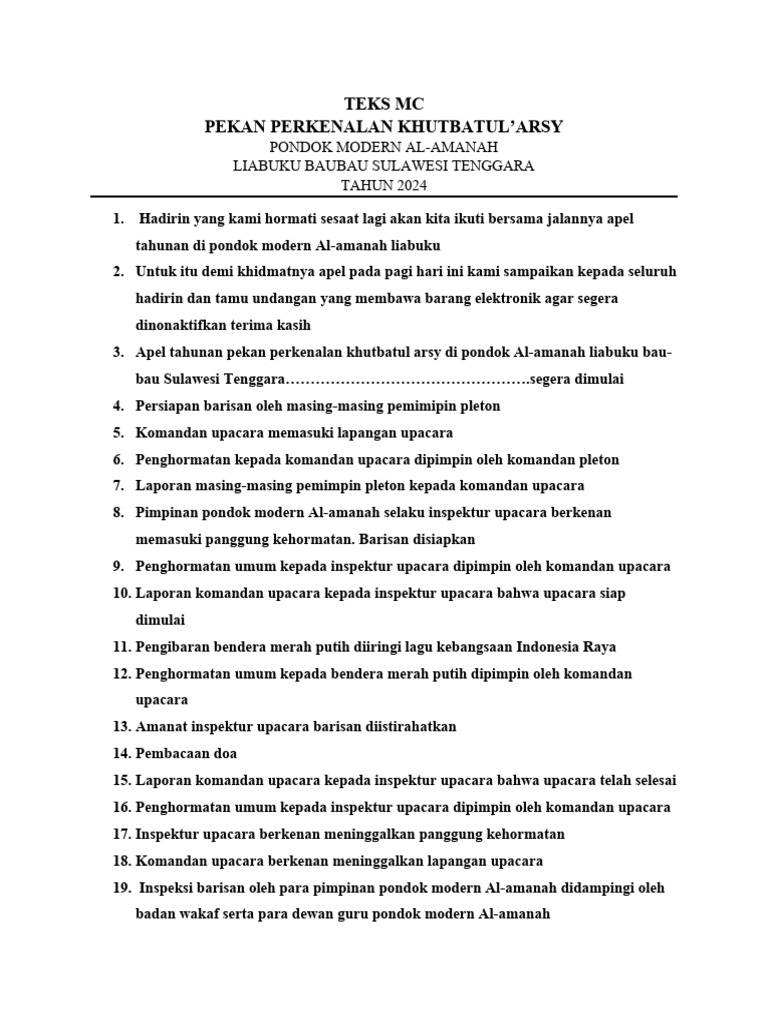 Teks MC Apel Tahunan Pondok Modern | PDF