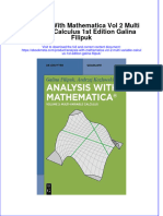 Ebook Analysis With Mathematica Vol 2 Multi Variable Calculus 1St Edition Galina Filipuk Online PDF All Chapter