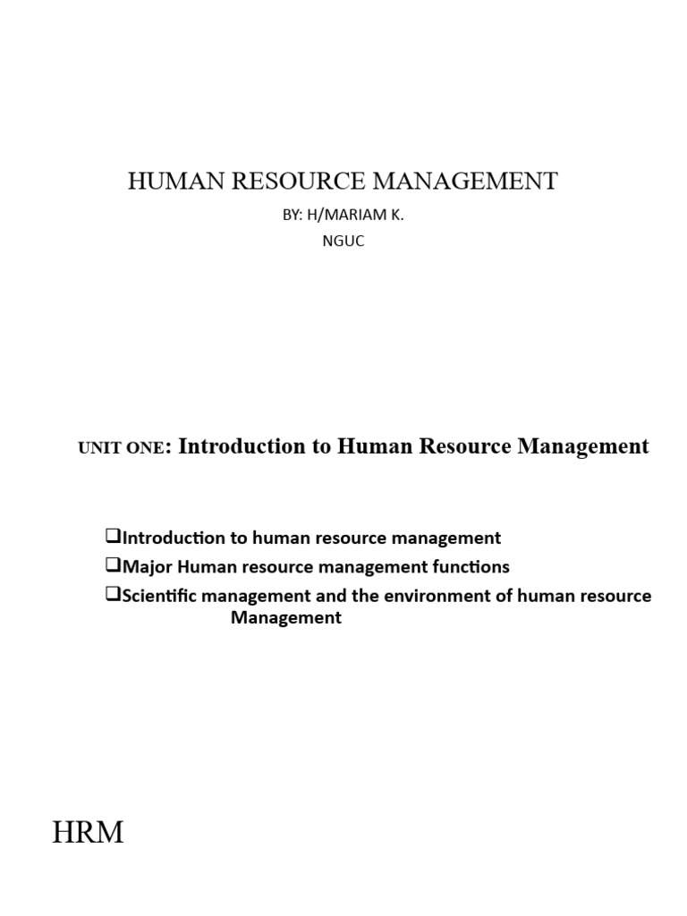 CH 1 HUMAN RESOURCE MANAGEMENT | PDF | Human Resource Management ...