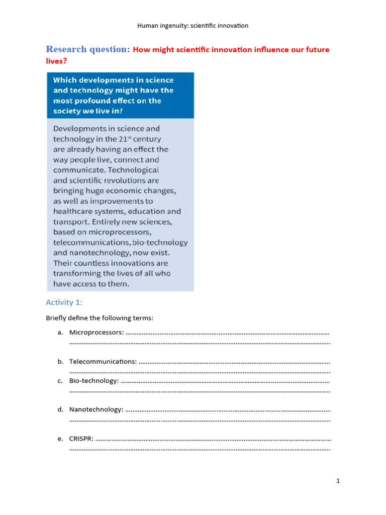 Impact of Scientific Innovation on Future | PDF