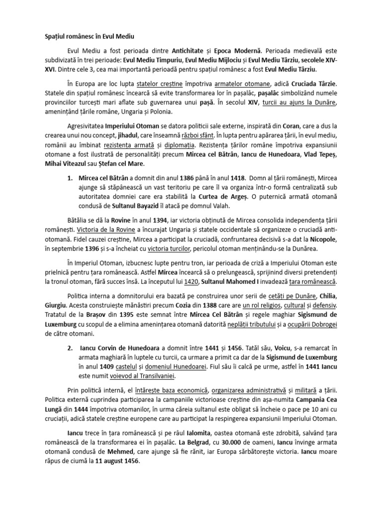 03.spatiul Romanesc in Evul Mediu | PDF