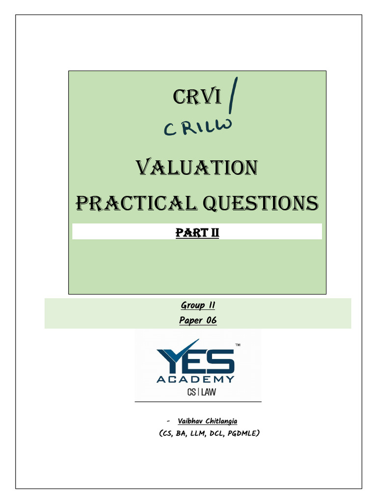 Valuation solved practical questions cs professional june 2024 pdf