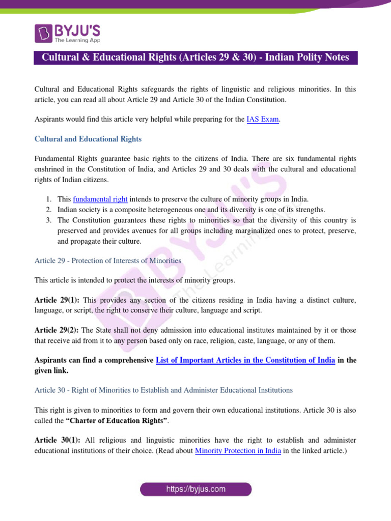 Cultural and Educational Rights in India | PDF | Minority Group | Justice