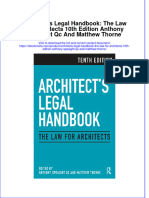 Ebook Architects Legal Handbook The Law For Architects 10Th Edition Anthony Speaight QC and Matthew Thorne Online PDF All Chapter